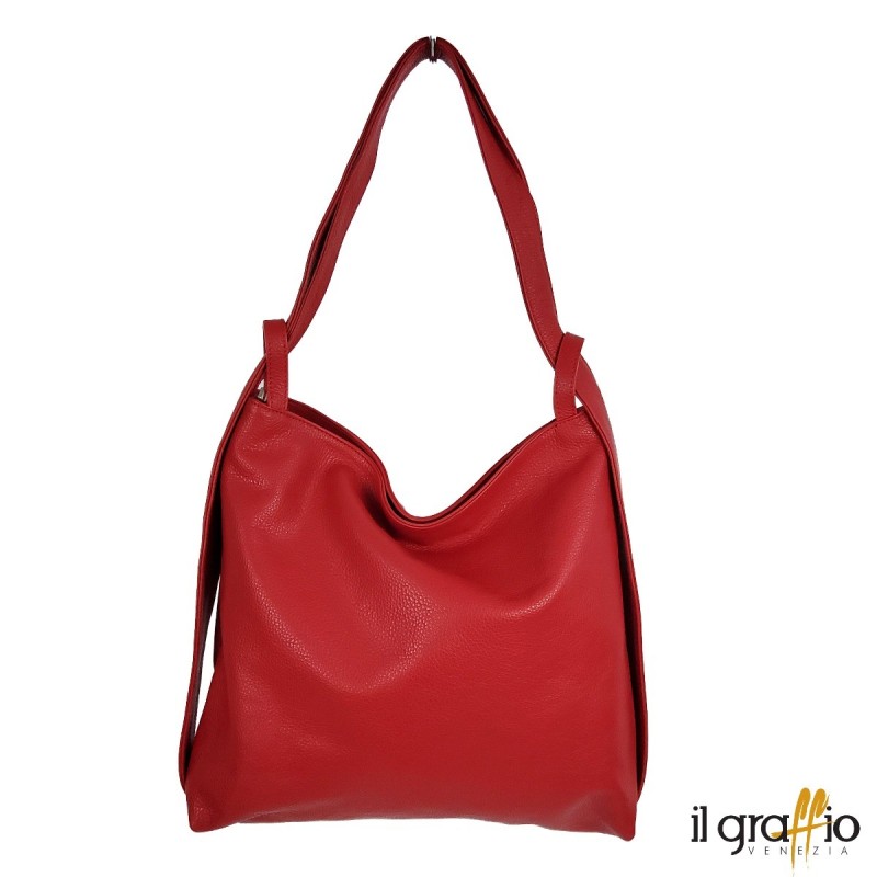 Convertible Bag-Backpack in genuine leather. Made in Italy