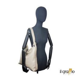 Convertible Bag-Backpack in genuine leather. Made in Italy