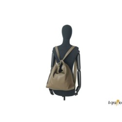 Convertible Bag-Backpack in genuine leather. Made in Italy