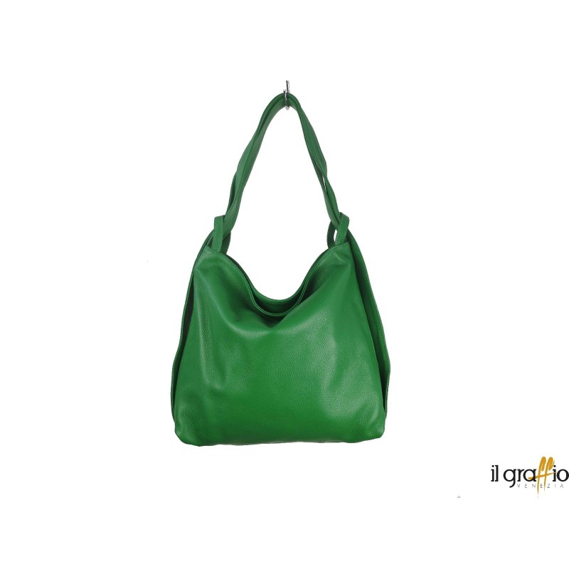 Borsa a spalla trasformabile in zaino.  Vera pelle. Made in Italy.