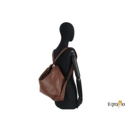 Borsa a spalla trasformabile in zaino.  Vera pelle. Made in Italy.