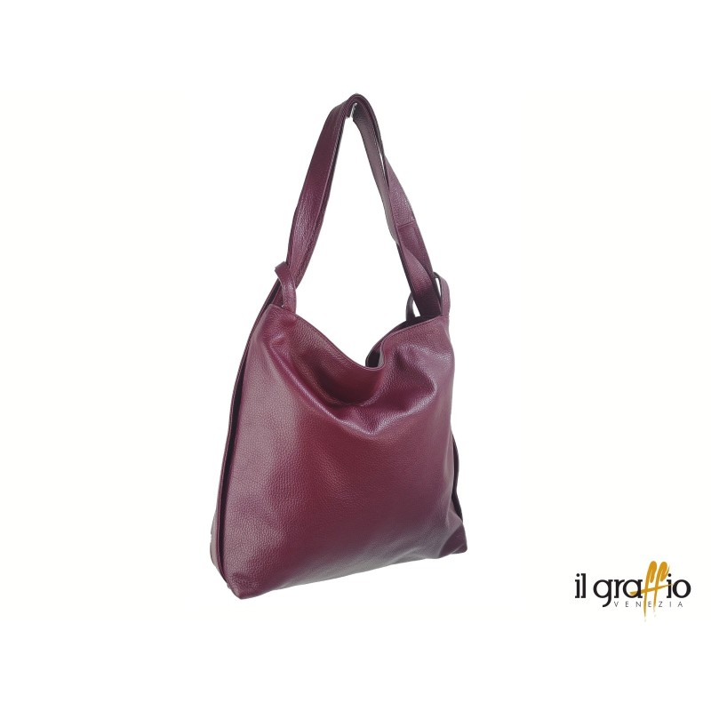 Borsa a spalla trasformabile in zaino.  Vera pelle. Made in Italy.