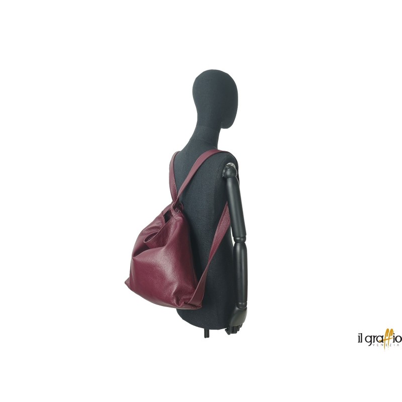 Convertible Bag-Backpack in genuine leather. Made in Italy