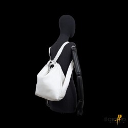 Convertible Bag-Backpack in genuine leather. Made in Italy