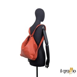 Convertible Bag-Backpack in genuine leather. Made in Italy