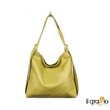 Convertible Bag-Backpack in genuine leather. Made in Italy