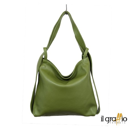 Convertible Bag-Backpack in genuine leather. Made in Italy