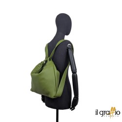 Convertible Bag-Backpack in genuine leather. Made in Italy
