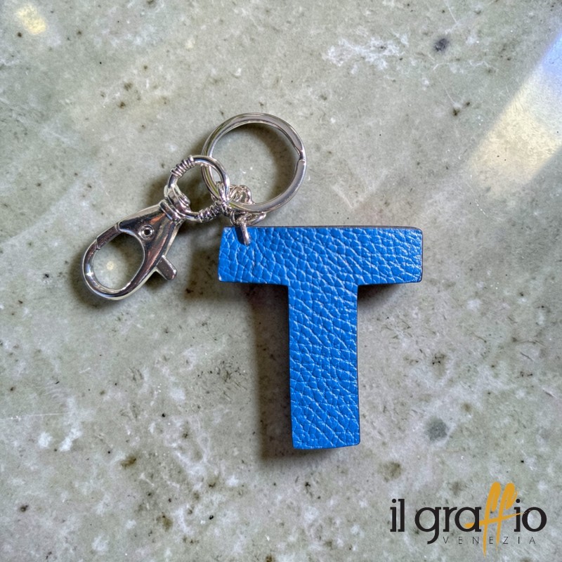 Leather Keychain Letter  T - Il Graffio Venezia